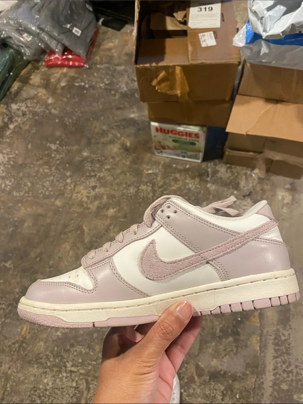 Nike Dunk Low Youth Sneakers in Lavender and White